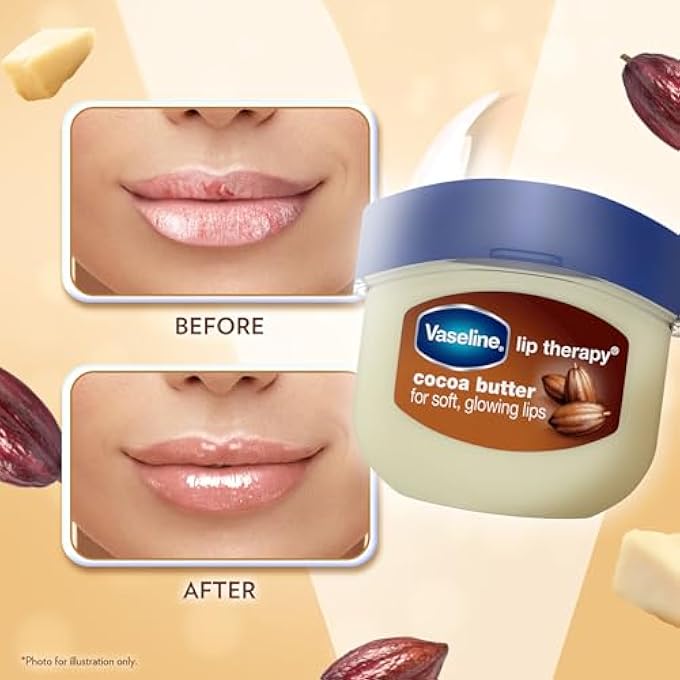 Vaseline LIP CARE COCOA BUTTER LIP BALM TUB WITH PURE JELLY & COCOA BUTTER FOR SOFT & GLOWING LIPS| NON-GREASY LIP MOISTURIZER FOR NATURALLY TINTED LIPS|PACK OF 2X7GM - Image 3